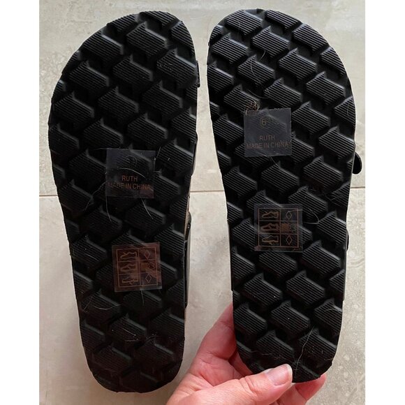 CloudAir Primo Black Thong Cork Footbed Sandals Suede Leather Insoles NEW Sz 6.5 - Picture 9 of 9